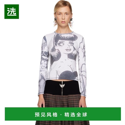 1h可退 香港直邮Chopova Lowena 女士 白色 & 灰色 Newsprint Fit