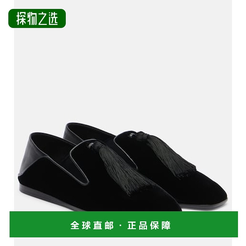 香港直邮Jimmy Choo 周仰杰 女士 Eliot 皮革边天鹅绒便鞋