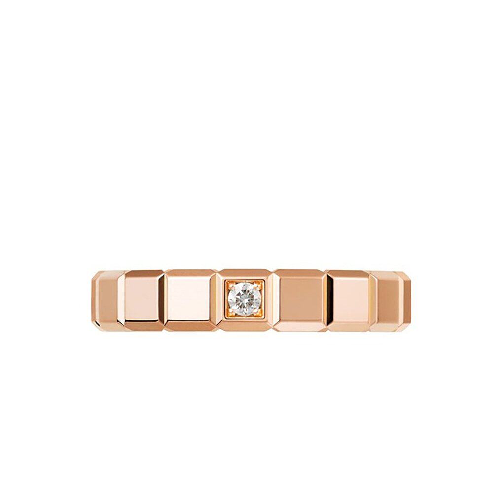 欧洲直邮Chopard/萧邦 经典款ICE CUBE系列 18k金玫瑰金镶钻戒指