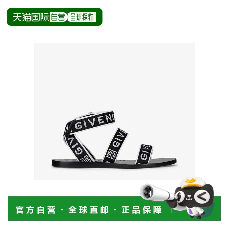 香港直邮Givenchy 黑白交叉凉鞋 BE303YE0MQ纪梵希平底牛皮