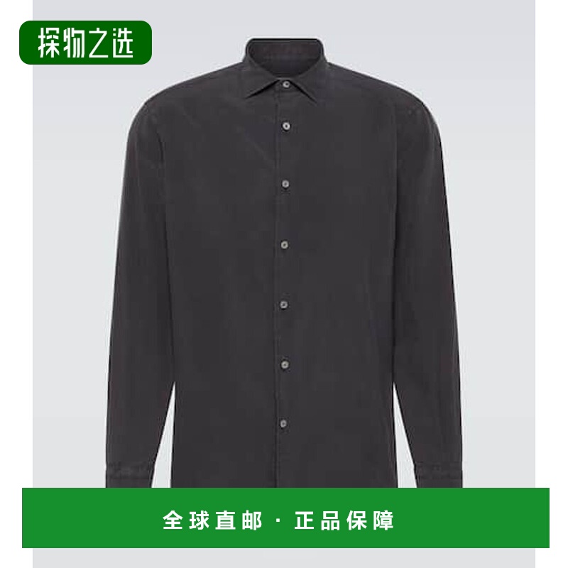 1h可退 香港直邮Zegna 杰尼亚 男士 真丝牛津衬衫 blue蓝色 舒适