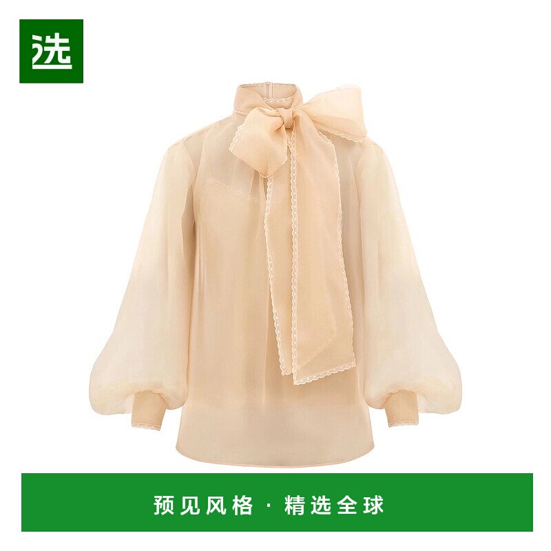1h可退 香港直邮ZIMMERMANN 女士 浅褐色膨起袖子衬衫 5353TF252