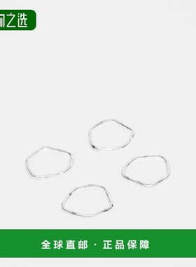 香港直邮ASOS 男士 molten 设计4件套素色带子银色戒指(worn)