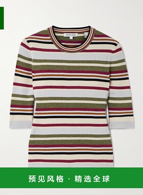 1h可退 香港直邮VERONICA BEARD 女士 Kavya 条纹罗纹针织毛衣 24