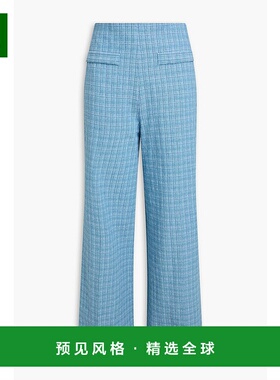 1h可退 香港直邮Sandro 女士 棉混纺花呢阔腿裤 SFPPA01377BLEU
