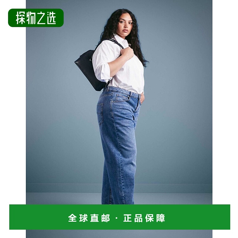 香港直邮ASOS 女士 Curve grazer barrel 设计及踝松紧束腰牛仔裤