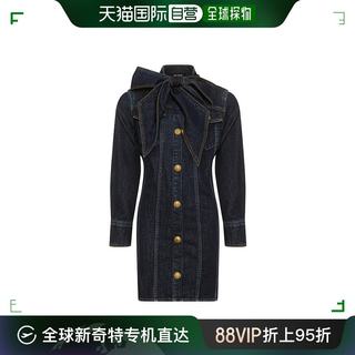 香港直邮Balmain 蝴蝶结牛仔连衣裙 BU1A10D0052