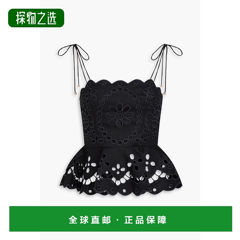 香港直邮ZIMMERMANN 女士 齿纹马德拉刺绣亚麻收腰上衣 1170TSS24