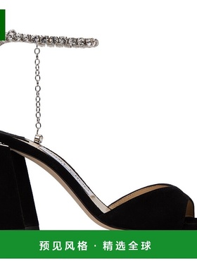 1h可退 香港直邮Jimmy Choo 周仰杰 女士 黑色 Saeda 85 凉鞋 SAE