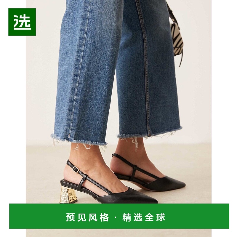 香港直邮ASOS 女士 Stylish 设计露跟中跟鞋(黑色)