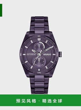欧洲直邮HUGO BOSS雨果HUGO RED几何表壳紫色镀钢腕表新款