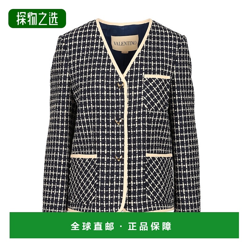 香港直邮valentino 华伦天奴 女士 V領紐扣夾克 7B3CE4H09E4