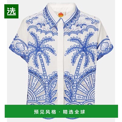 1h可退 香港直邮FARM RIO 女士 Richelieu 棉质衬衫 blue蓝色 舒