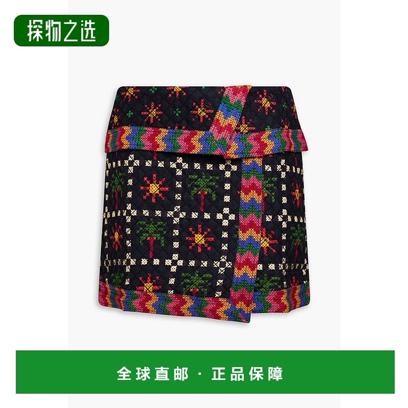 香港直邮FARM RIO 女士 绗缝印花亚麻混纺迷你半身裙 297339MACAW