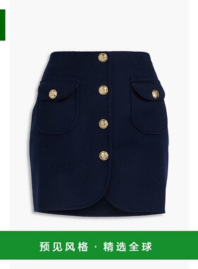 1h可退 香港直邮Sandro 女士 羊毛毡迷你半身裙 SFPJU01228MARINE