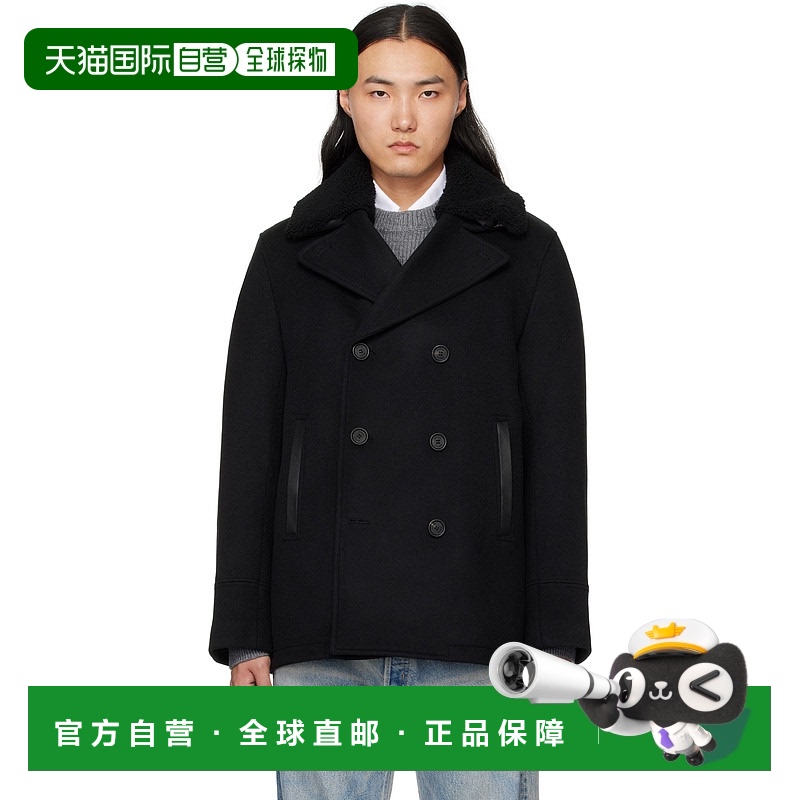 1h可退 香港直邮Mackage 男士 黑色 Cole 双排扣大衣 COLE羊毛