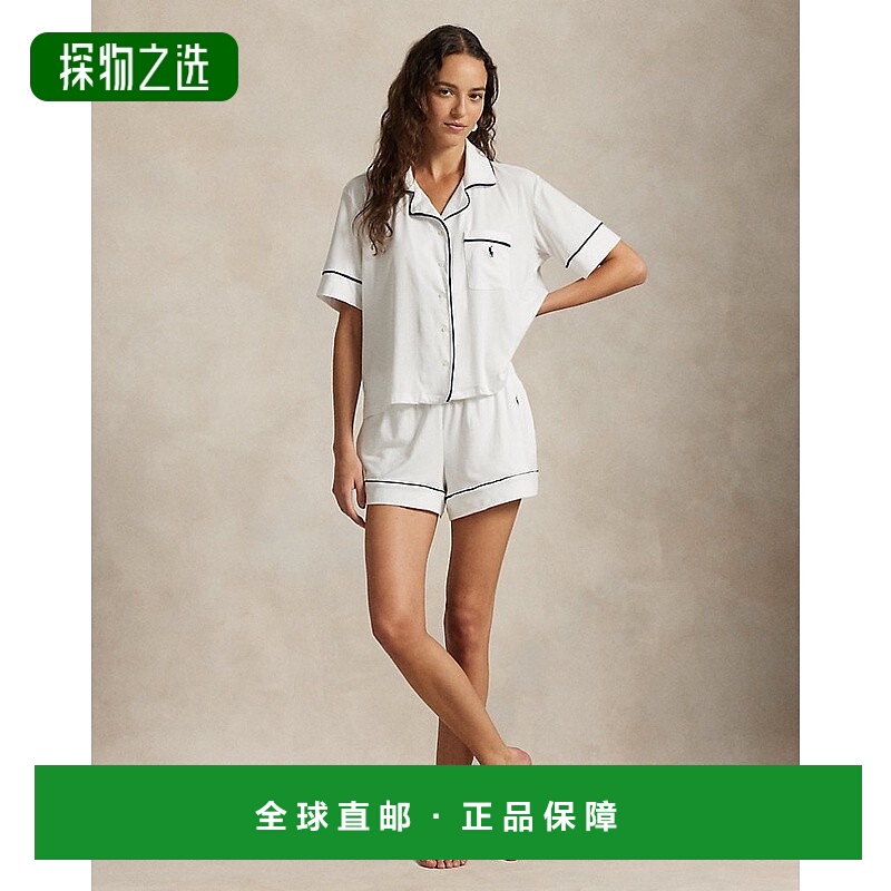 自营欧洲直邮RalphLauren拉夫劳伦 Polo短袖滚边针织睡衣