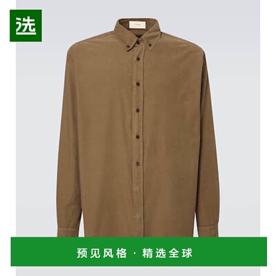 1h可退 香港直邮The Row 男士 Ruskin 棉质衬衫 green绿色 舒适时