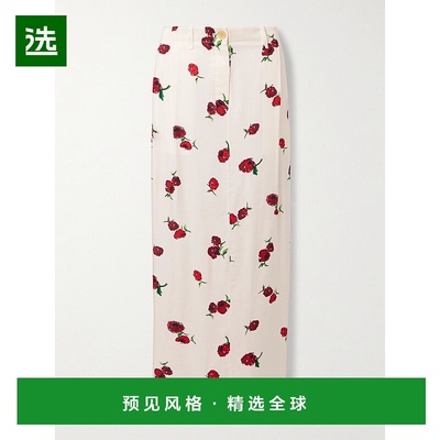 1h可退 香港直邮KHAITE 女士 Lucian 褶裥斜纹丝绸长款半身裙 414