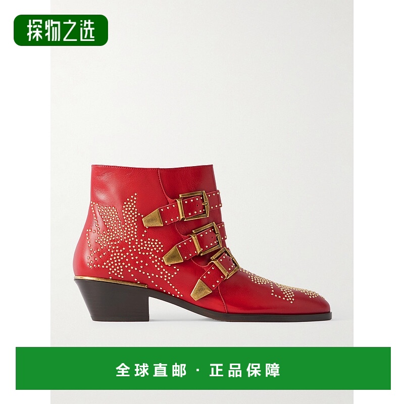 香港直邮Chloe 蔻依 女士 Susanna 铆钉皮质短靴 CH25W134UN611