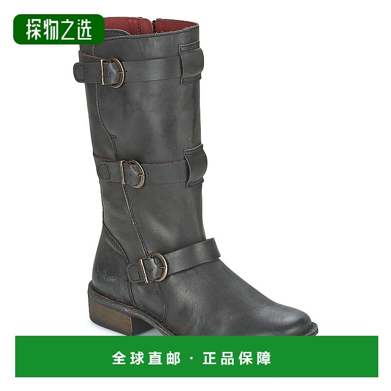 欧洲直邮kickers女士时装靴高筒中跟真皮潮流时尚 透气百搭女鞋