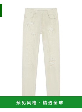 香港直发GIVENCHY纪梵希男士白色棉质破洞直筒牛仔裤BM50ST50NJ