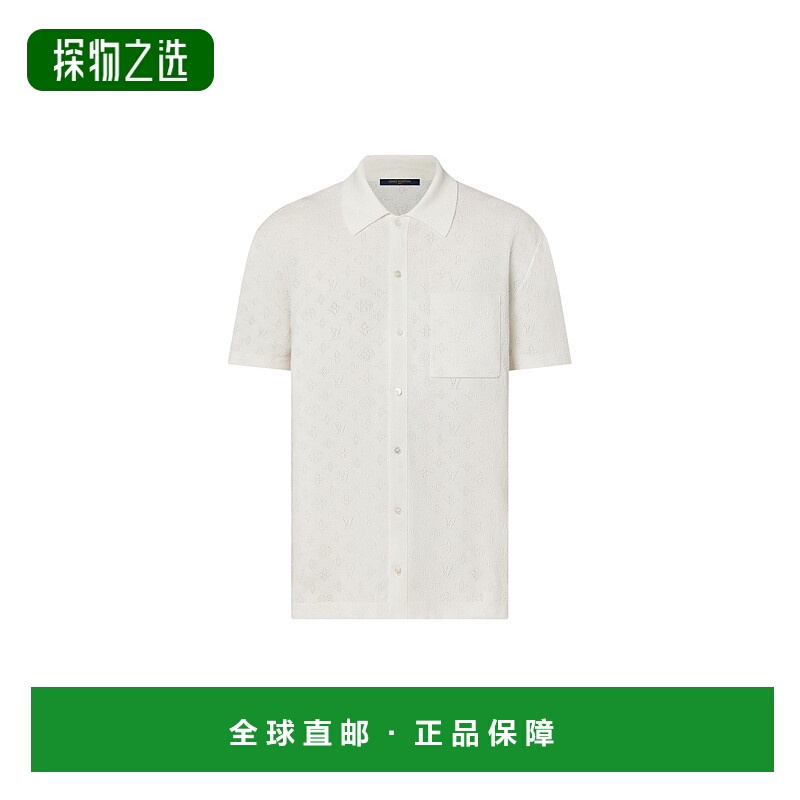 自营欧洲直邮LV路易威登 Monogram系列男士白色棉网眼针织短袖衬