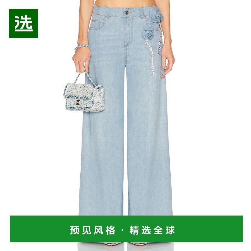1h可退 香港直邮AREA 女士 水晶玫瑰花阔腿牛仔裤 SS25AWPA0067DE,女装/女士精品,牛仔裤,淘宝优惠券,粉丝福利购,淘宝优惠卷