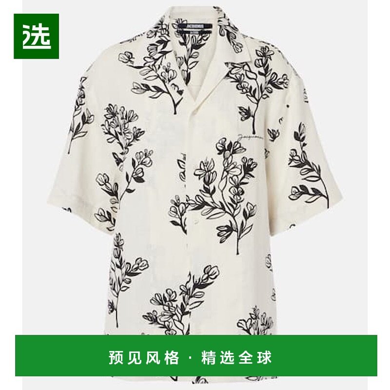 1h可退 香港直邮Jacquemus 女士 牛仔花朵亚麻保龄球衬衫
