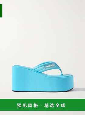 香港直邮Coperni 女士 Webbing 坡跟人字拖 COPSH09464TURQSE高跟
