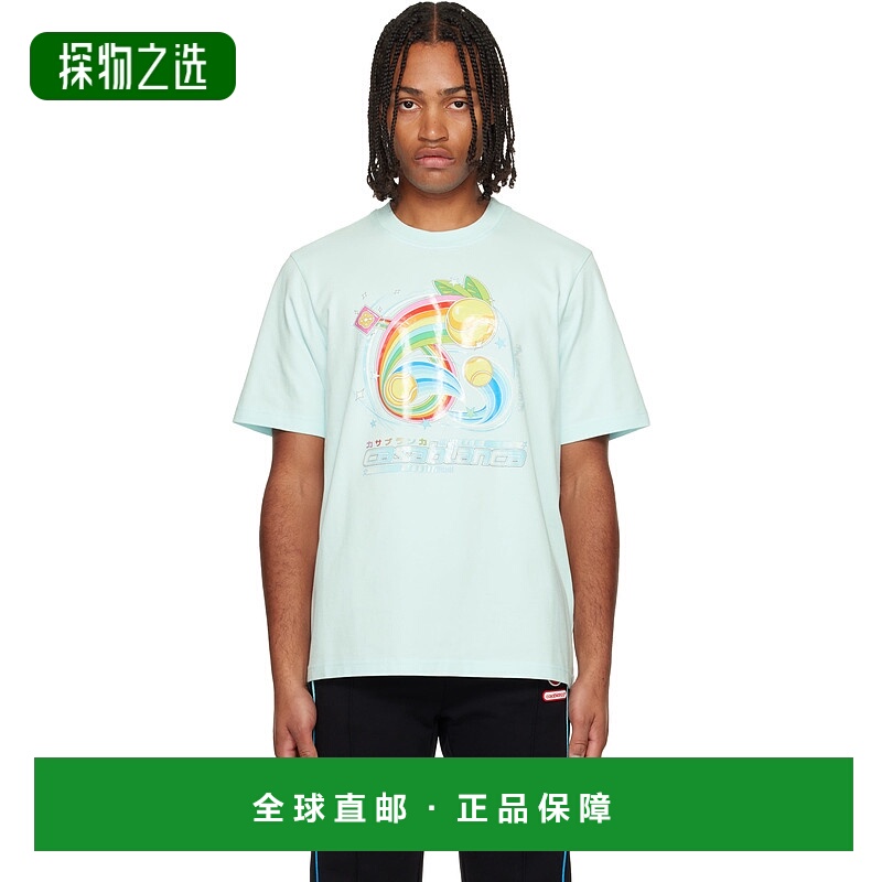 香港直邮Casablanca 男士 蓝色 Manga Tennis Ball T 恤 MAW25JTS