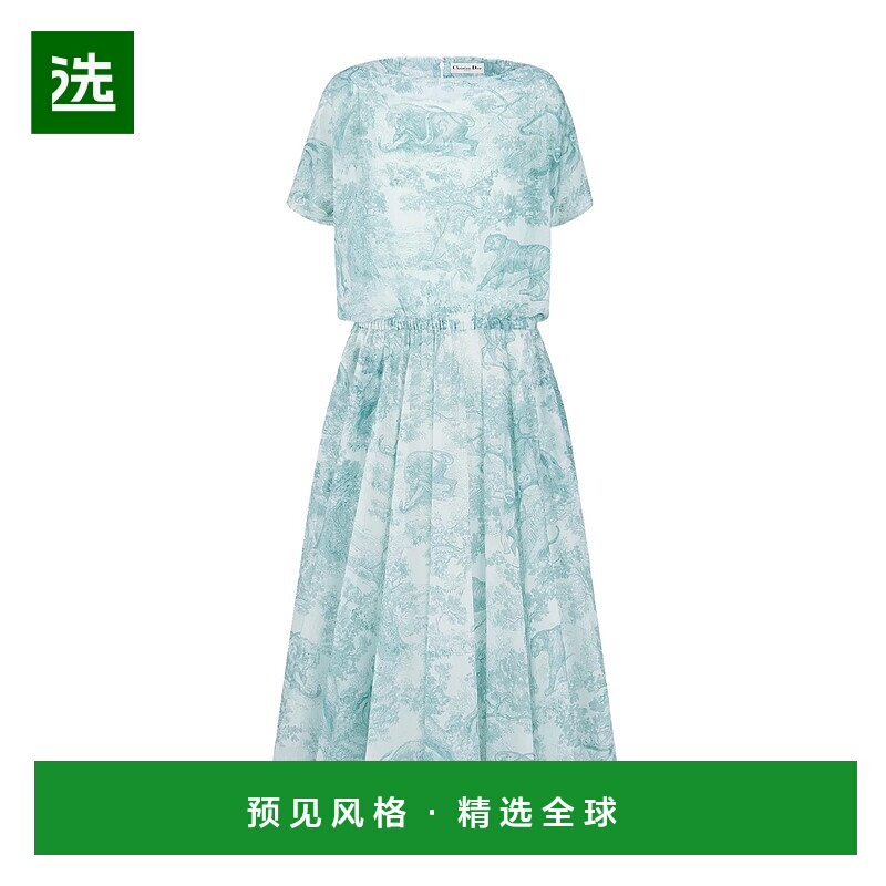 香港直邮Dior Dioriviera 中长喇叭连衣裙 541D08A3877迪奥