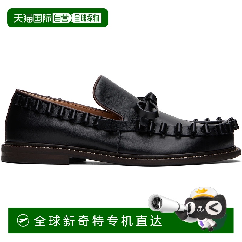 1h可退香港直邮J.W. Anderson女士黑色 Ruffle Leather乐福鞋