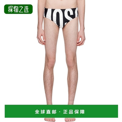1h可退 香港直邮Moschino 莫斯奇诺 男士 黑色印花三角泳裤 42814