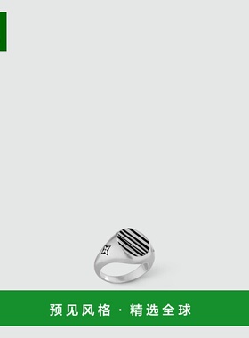 1h可退 欧洲直邮LV路易威登 男士银色/黑色925银戒指时尚高级感