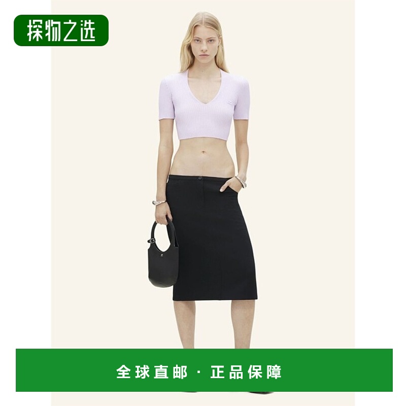 香港直邮Courreges V 领罗纹针织短款毛衣 224MPU164FI0001