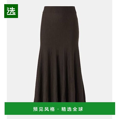 1h可退 香港直邮KHAITE 女士 Mayu 羊毛中长半身裙 brown棕色 舒