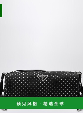 香港直邮Prada 普拉达 女士 RE-NYLON 黑色铆钉肩包 1BC233NOO2HG