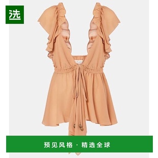 orange橙色 香港直邮Chloe 荷叶边真丝雪纺上衣 女士 舒适时 蔻依