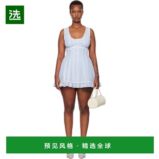 1h可退 香港直邮Danielle Guizio 女士 蓝色 Anica Gingham 连衣