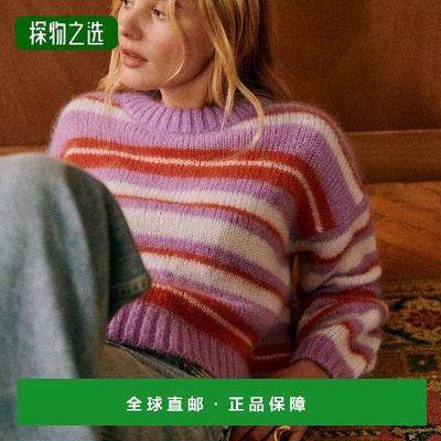 欧洲直邮Sezane 女士淡紫色/白色/红色马海毛/羊毛毛衣