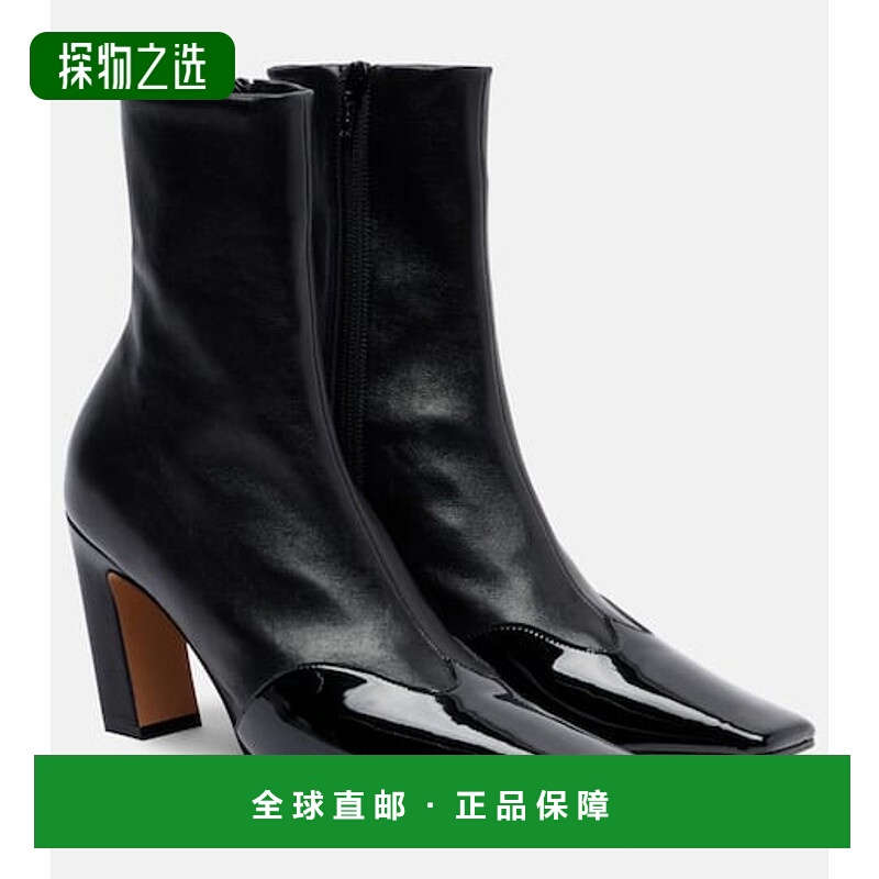 香港直邮KHAITE 女士 Nevada 40 皮质短靴 black黑色 舒适时尚