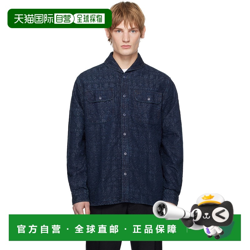 1h可退 香港直邮RRL 拉夫·劳伦RRL 男士 蓝色 Jacquard Work 衬