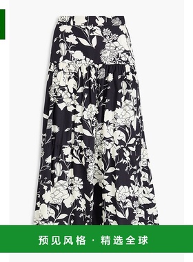 1h可退 香港直邮Maje 女士 印花棉质中长半身裙 MFPJU01249IMPRIM