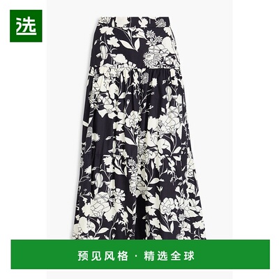 1h可退 香港直邮Maje 女士 印花棉质中长半身裙 MFPJU01249IMPRIM