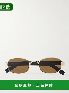 1h可退 香港直邮Saint Laurent 圣罗兰 男士 椭圆框镀金醋纤太阳