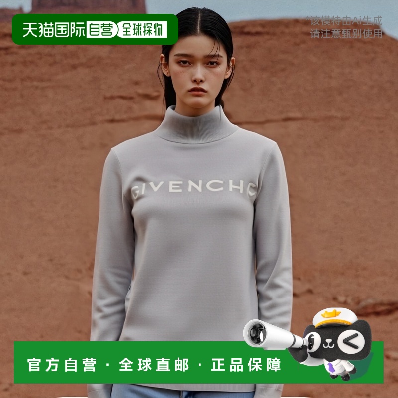 香港直发Givenchy纪梵希女士灰色高领长袖针织套衫BW90EG4Z9S