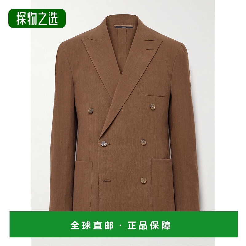 1h可退 香港直邮Dunhill 登喜路 男士 Cavendish 双排扣亚麻西装