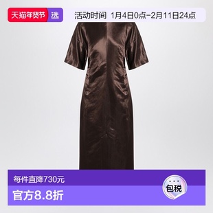 1h可退 香港直邮LOULOU STUDIO 女士 长款棕色亚麻真丝连衣裙 RUB