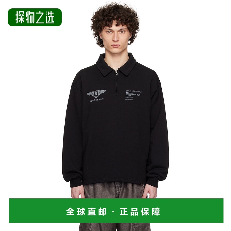 香港直邮Represent 男士 黑色 Team Rep Quarter Zip 套头衫 MLM4